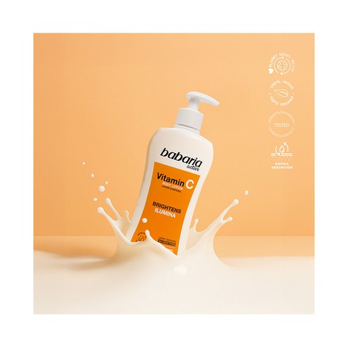 BABARIA Leche corporal (Body milk) con vitamina C, para todo tipo de pieles 500 ml.