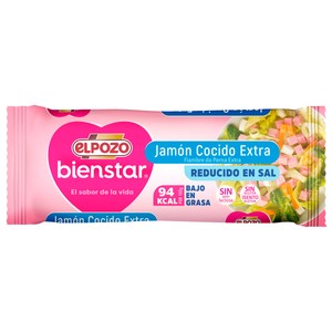 Bienstar Jamón cocido extra, bajo en grasas y con contenido reducido en sal 340 g.