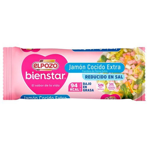 EL POZO Bienstar Jamón cocido extra, bajo en grasas y con contenido reducido en sal 340 g.