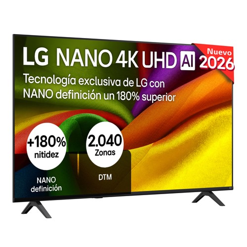 Televisión 139,7 cm (55") NANOCELL LG 55NU85006LA, 4K, Dolby digital plus, WebOS, Bluetooth 5.2, USB, 3HDMI, color negro, 60Hz.