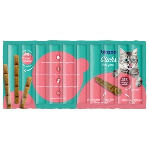 BIOZOO MASCOTAS Sticks para gatos con 95% carne y salmón BIOZOO