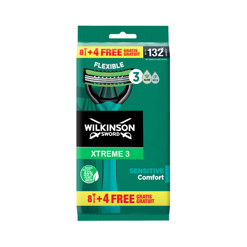 WILKINSON Xtreme 3 sensitive comfort Cuchilla de afeitar desechable con cabezal de triple hoja 16 uds.