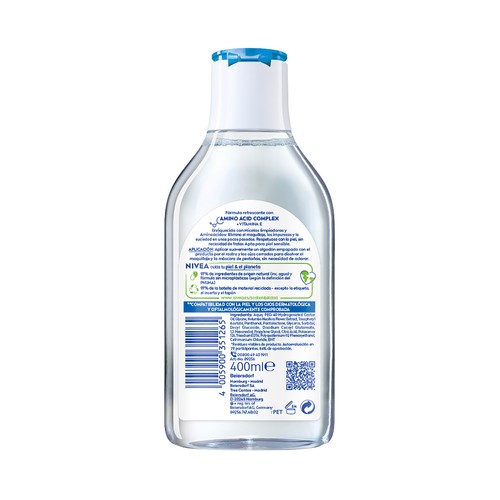 NIVEA Micell air Agua micelar desmaquilladora de rostro y ojos, para pieles normales a mixtas 400 ml.