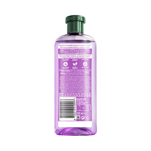 HERBAL ESSENCES Champú anti-encrespamiento con aroma a lavanda, para cabellos encrespados 350 ml.
