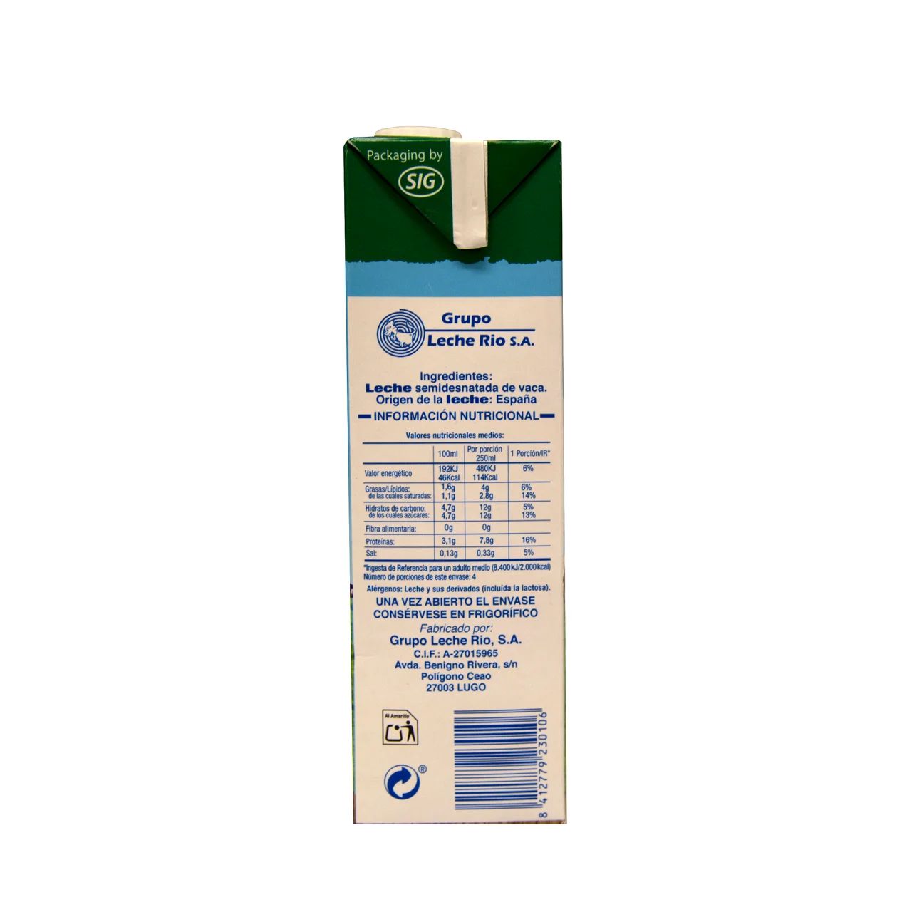 L.R. Leche semidesnatada 6 x 1 l.