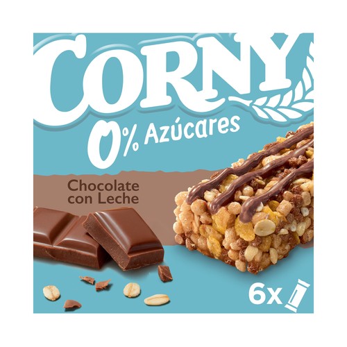 CORNY Barritas de cereales con chocolate con leche, sin azúcares añadidos 6 x 20 g.