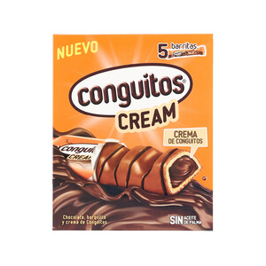 Imagen de CONGUITOS Barritas de barquillo cubiertas de chocolate con leche rellenas de crema de Conguitos 5 uds. x 23 g.