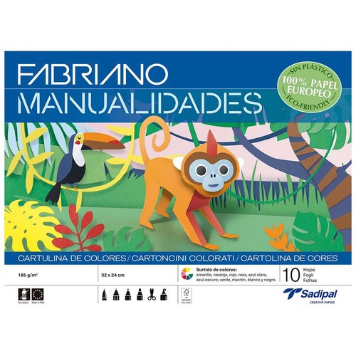 Pack de 10 cartulinas de colores tamaño A4, SADIPAL.