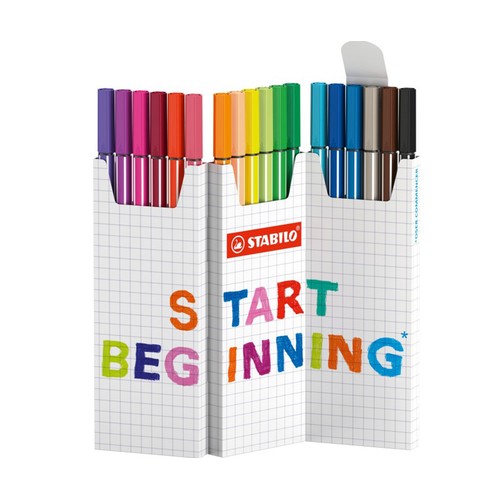 Estuche de 18 rotuladores en zig-zag STABILO Pen 68.