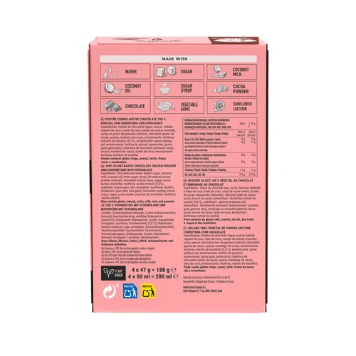 PINK ALBATROSS Mini bombón de chocolate 4x47 g. 200 ml.