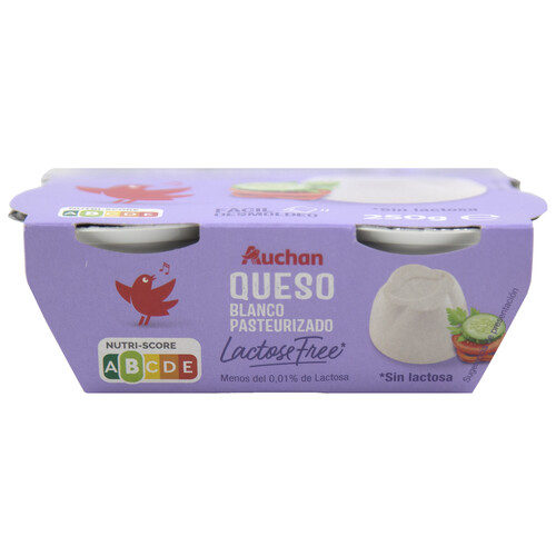 AUCHAN Queso fresco sin lactosa 4 uds. x 62,5 g. Producto Alcampo