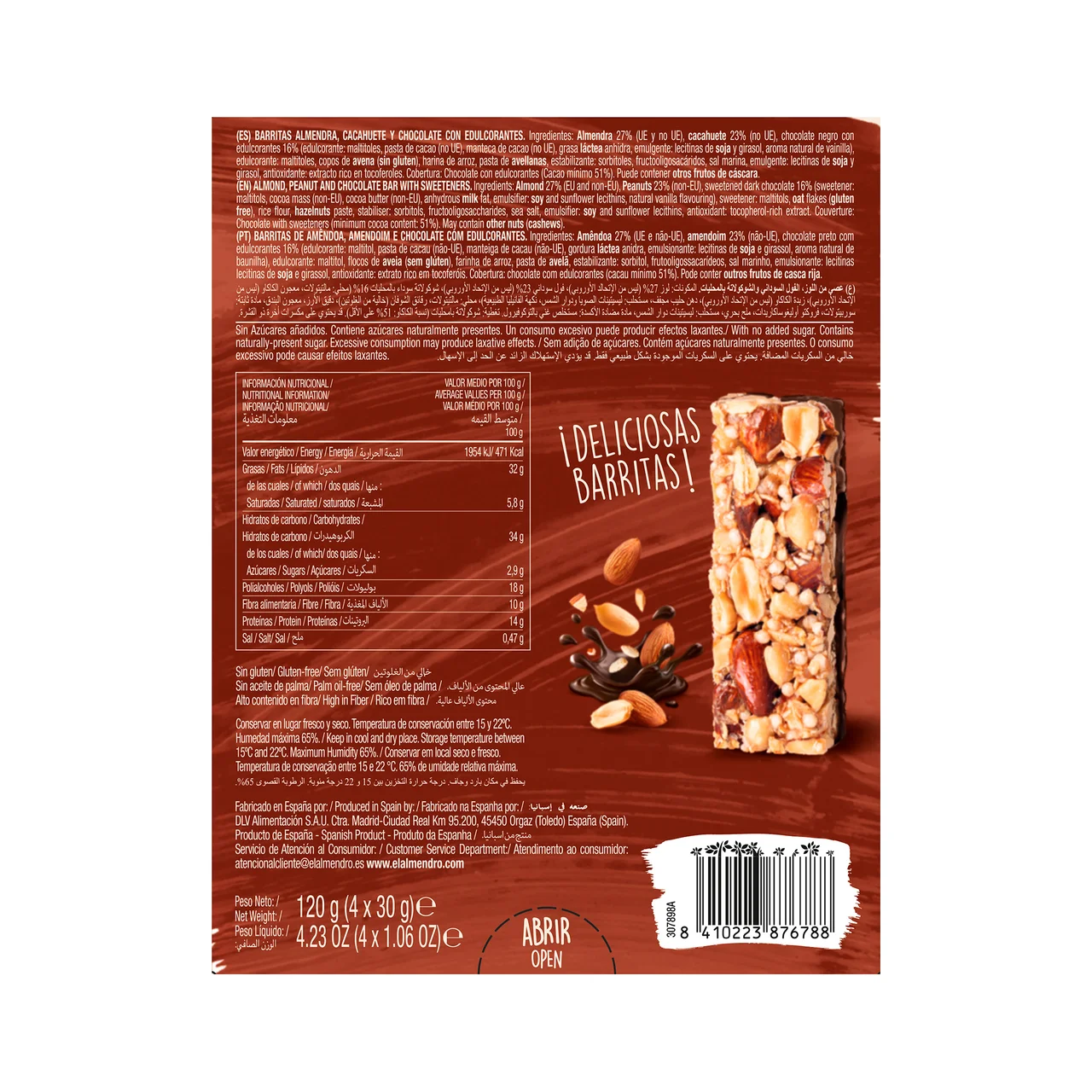 Barritas zero de chocolate negro 120 g.