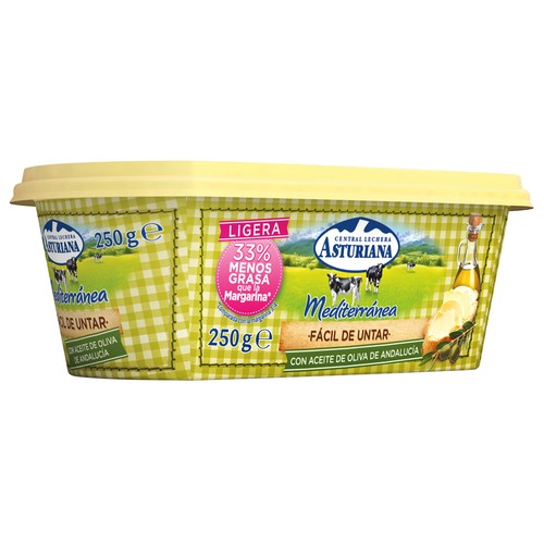 CENTRAL LECHERA ASTURIANA Tarrina de materia grasa para untar 40% con aceite de oliva 250 g.