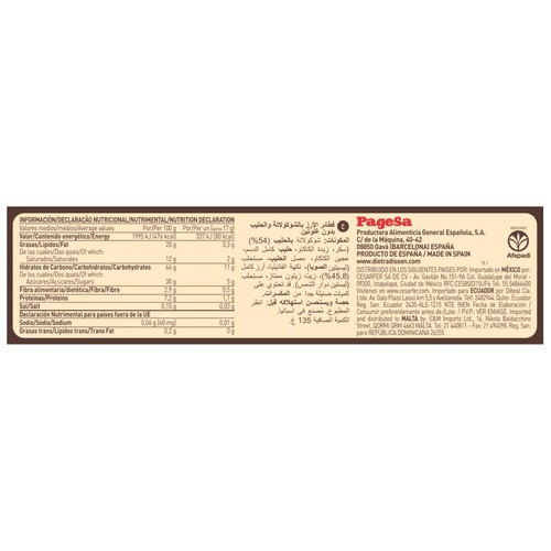 DIAT RADISSON Tortitas de arroz con chocolate, sin gluten 135 g.
