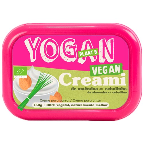 YOGAN Plant B Crema de almendras ecológicas con cebollino, para untar 150 g.
