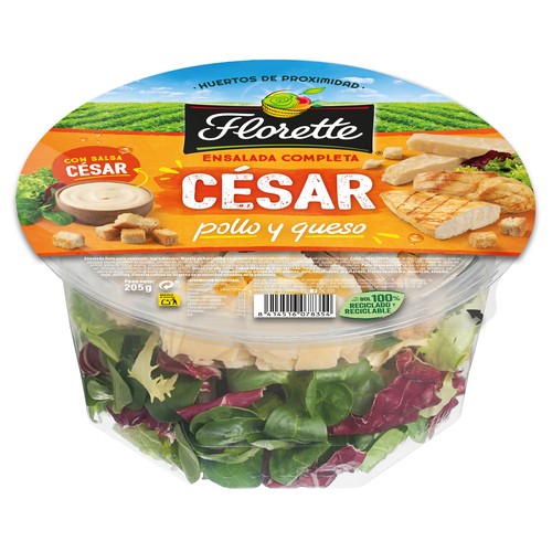 Ensalada César con pollo y queso FLORETTE 205 g.