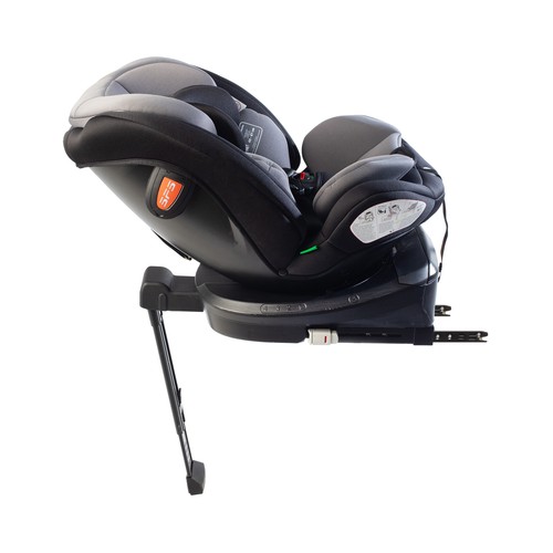 Silla de coche para bebé giratoria 360° INTERBABY, de 0 hasta 12 años (40-150 cm), Isofix, protección lateral SIP, 4posicines de reclinado, 8 posiciones de cabezal, color gris.