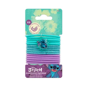 DISNEY Stitch Gomas elásticas de diferentes colores, ideales para pelo grueso 15 uds.