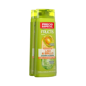FRUCTIS Liso & brillante Champú alisador para cabellos rebeldes y difíciles de alisar 2 x 380 ml.