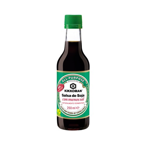 KIKKOMAN Salsa de soja bajo en sal frasco de 250 ml.