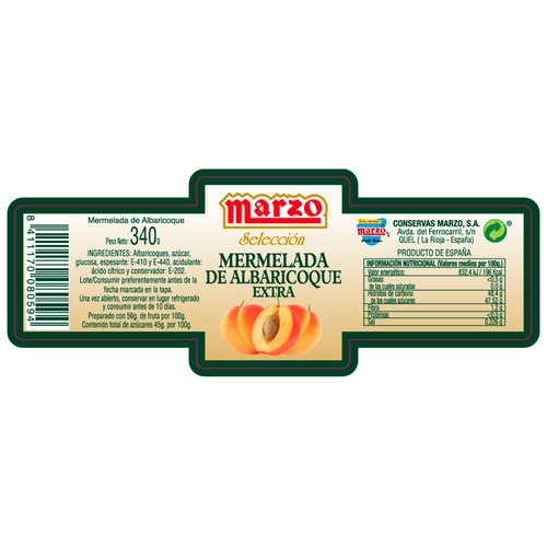 MARZO Mermelada de albaricoque 340 g.