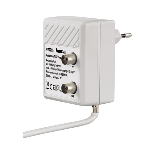 Amplificador de señal de antena HAMA, 2 x 12 dB.
