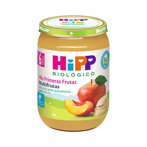 HIPP Biológico Tarrito de frutas (manzana, melocotón y plátano) ecológicas, a partir de 6 meses 190 g.