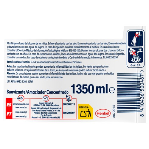 VERNEL Suavizante delicado 75ds 1350ml