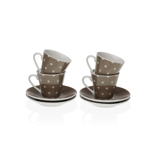 Set de 6 tazas de café con asas fabricadas en porcelana, VERSA Soft Star.