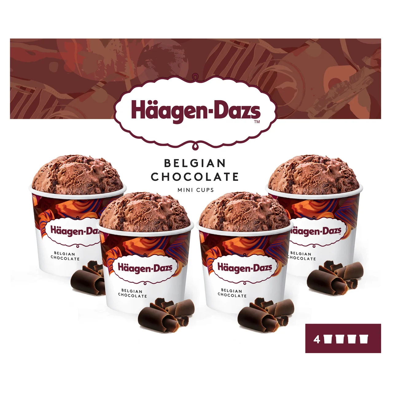 Chocolate collection Mini tarrinas de helado de diferentes chocolates 4 x 95 ml.