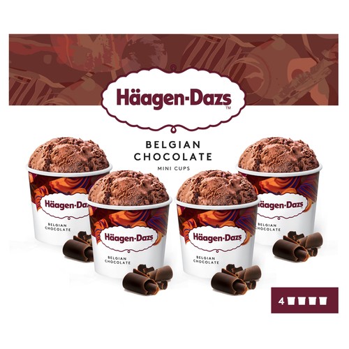 HÄAGEN-DAZS Chocolate collection Mini tarrinas de helado de diferentes chocolates 4 x 95 ml.