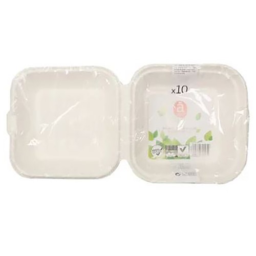 Pack de 10 envases hechos de caña de azúcar, ACTUEL.