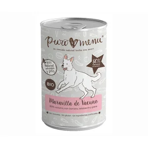PUROMENU Maravilla de vacuno alimento de perros húmedo en lata bio 400 g.