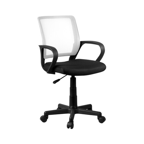 Silla escritorio regulable en altura de color blanco y negro, MOBILIARIO.