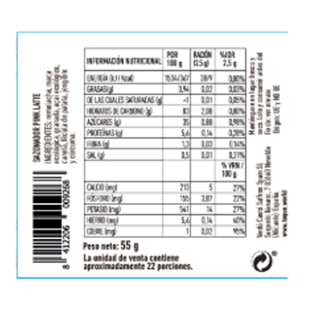 Sazonador para bebidas pink latte 55gr