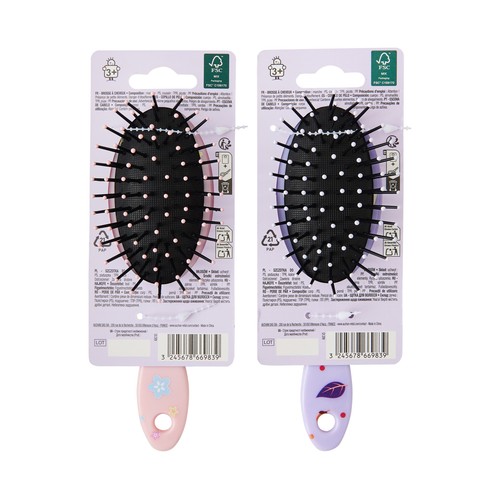 COSMIA Cepillo redondo con puas de color y simpático y bonito diseño infantil.