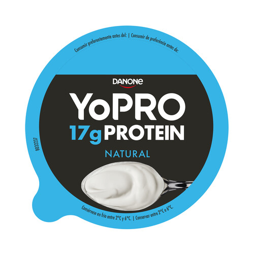 YOPRO Yogur natural con alto cotenido en proteínas y sin azúcares añadidos ni grasa YOPRO de Danone 160 g.