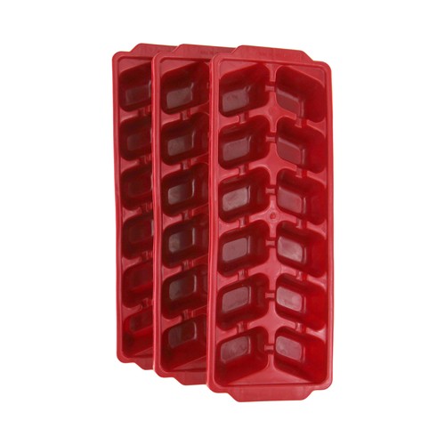 Bandejas para cubitos de hielo, color rojo CURVER pack de 3 unidades.