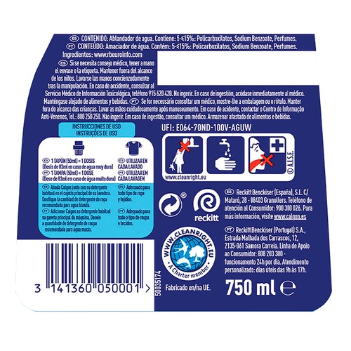 CALGON Limpiador antical líquido para lavadora power 750 ml.