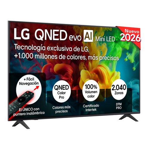 Televisión 139,7 cm (55") QNED MINILED LG55QNED82B6B, 4K, Dolby digital plus, WebOS, Bluetooth 5.3, USB, 3HDMI, color negro, 120Hz