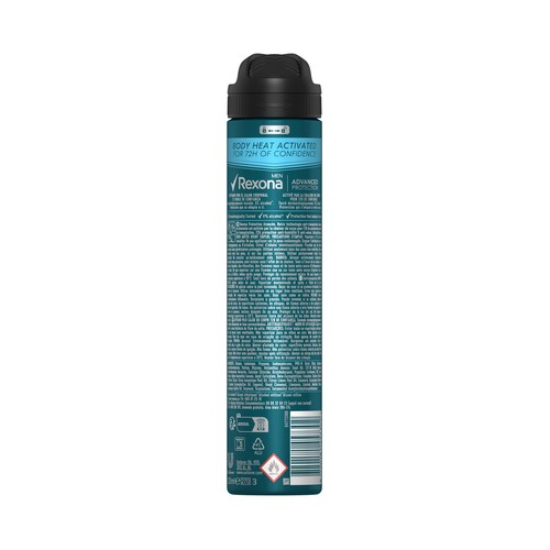 REXONA Men advanced protection thermo fresh Desodorante en spray para hombre sin alcohol y antitranspirante hasta 72 horas 200 ml.