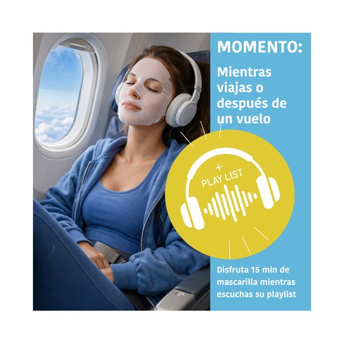 IROHA NATURE Jet lag recovery Mascarilla facial antifatiga con ácido Hialurónico y CICA.