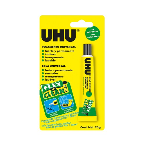 Tubo de plástico blando e irrompible de adhesivo extrafuerte universal de 18mm no gotea UHU.