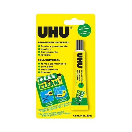 Tubo de plástico blando e irrompible de adhesivo extrafuerte universal de 18mm no gotea UHU.