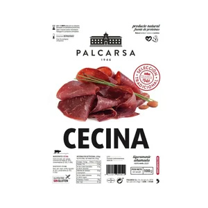 PALCARSA Cecina de vacuno ligeramente ahumada y cortada en finas lonchas PALCARSA 100 g.