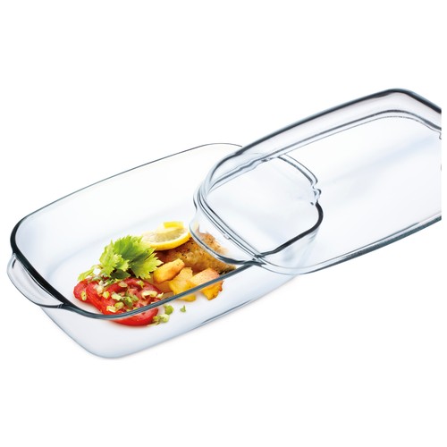 Cacerola de vidrio borosilicato con tapa apta para horno, 5 litros, ACTUEL.