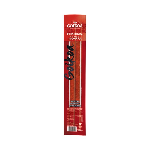 GOIKOA Chistorra roja elaborada en Navarra, sin colorantes, ni lactosa ni gluten GOIKOA 200 g.