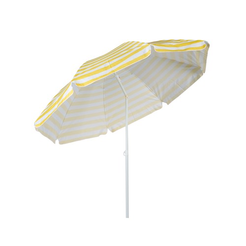Parasol de playa de acero y poliéster, amarillo, de 240x235 cm, GARDENSTAR