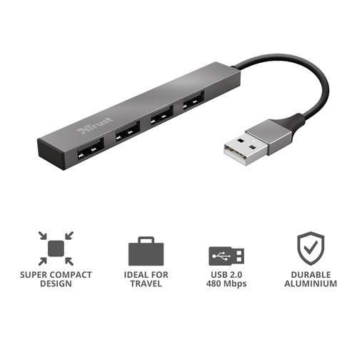 Hub 4 puertos Usb TRUST Halyx.