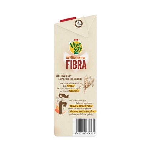 VIVESOY Bebida de avena y centeno rica en fibra Caja 6 X 1 l.